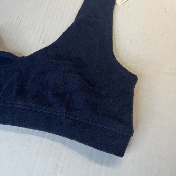 OFFLINE by Aerie Summer Lights Terry Sports Bra Royal Navy Plunge Medium NWT - Picture 4 of 7